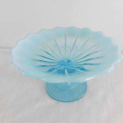 Vintage Imperial Blue Glass Footed Compote Dish