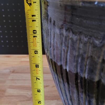 Lot 196: Blue Ribbed Garden Pot 