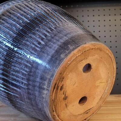 Lot 196: Blue Ribbed Garden Pot 
