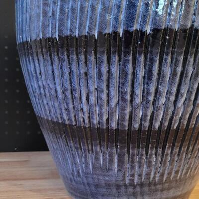 Lot 196: Blue Ribbed Garden Pot 