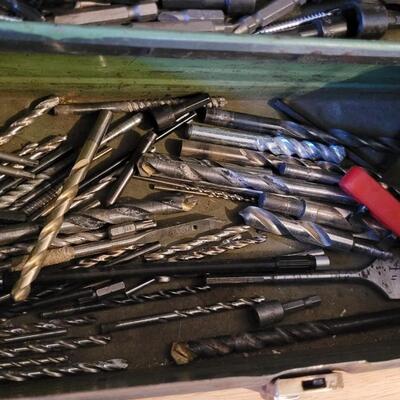 Lot 198: Vintage Toolbox w/ Assorted Drill and Driver Bits