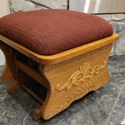 Lot 205: Vintage Rocking Ottoman w/ Carved Accents