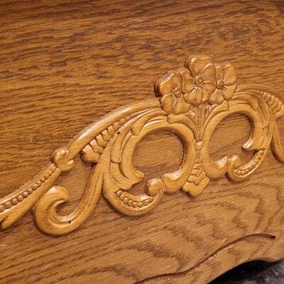 Lot 205: Vintage Rocking Ottoman w/ Carved Accents