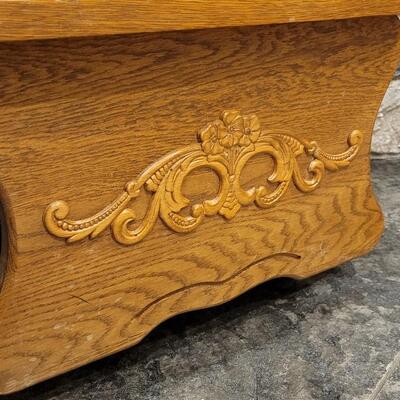 Lot 205: Vintage Rocking Ottoman w/ Carved Accents