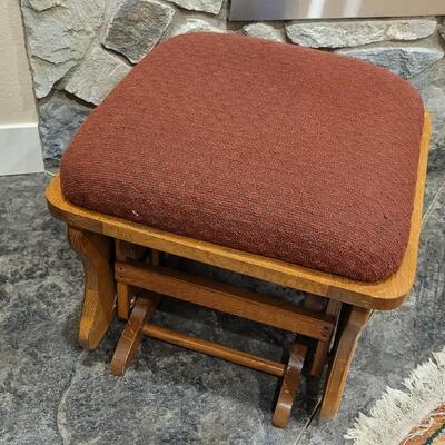 Lot 205: Vintage Rocking Ottoman w/ Carved Accents