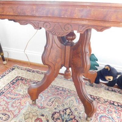 Antique Eastlake Rectangle Table with Italian Marble Top 