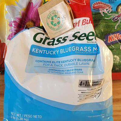 Lot 237: Assortment of Used Garden Supplies - Sewing, Grass Seed, Miracle Gro, Potting Mix