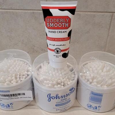 Lot 255: Nearly Full Hand Cream + New Baby Cotton Buds