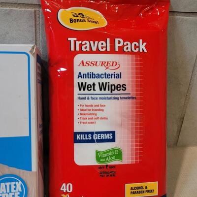 Lot 267: Nearly Full LARGE Exam Gloves + New Wet Wipes