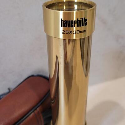 Lot 270: Vintage Brass HAVERHILLS 25X30mm Maritime Telescope w/ Case