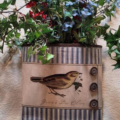 Lot 279: Hanging Deco Basket w/ Faux Flower Arrangement 