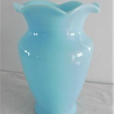Large Blue Opaque Glass Vase 12