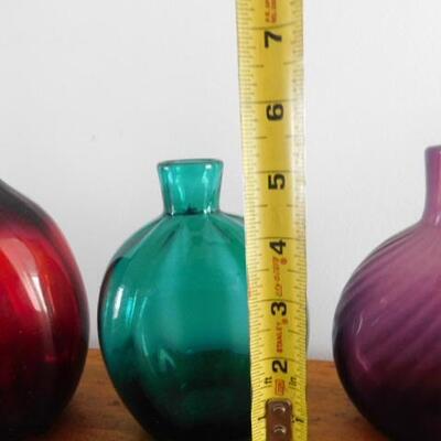 Set of Vintage Color Glass Bottles 