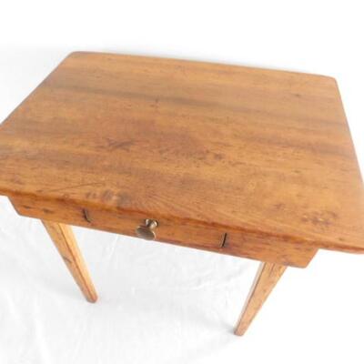 Antique Primitive Solid Wood Maple Table with Single Drawer