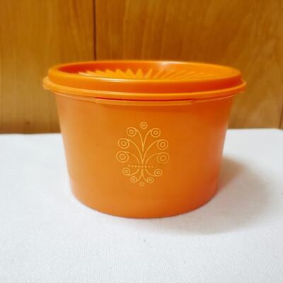RETRO TUPPERWARE TANGERINE CANISTER 