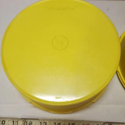 2 PC RETRO YELLOW TUPPERWARE CANISTERS 