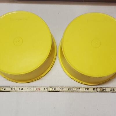 2 PC RETRO YELLOW TUPPERWARE CANISTERS 