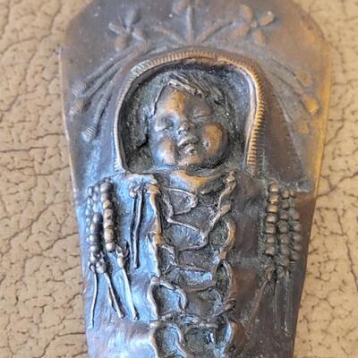 Lot 296: Cathi Cook Bronze Sioux Papoose Sculpture 