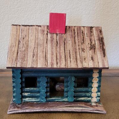 Lot 299: Handmade Log Cabin Art