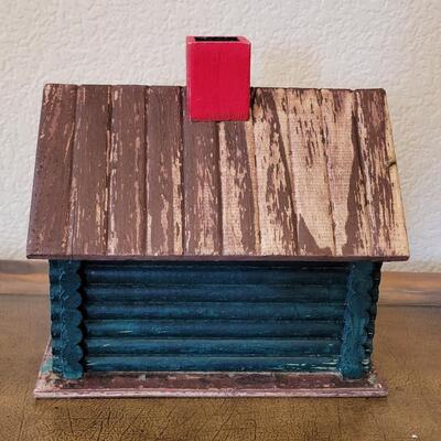 Lot 299: Handmade Log Cabin Art