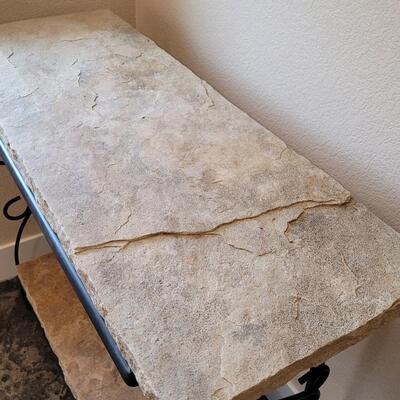 Lot 315: Stone & Metal Shelf