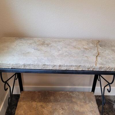 Lot 315: Stone & Metal Shelf