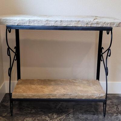 Lot 315: Stone & Metal Shelf