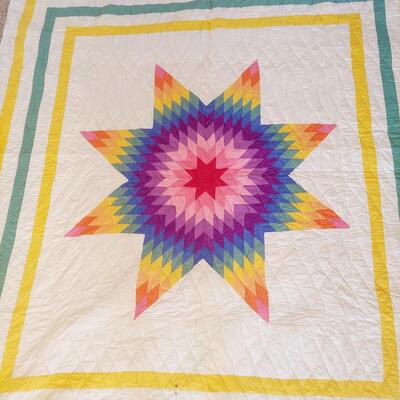 BEAUTIFUL HAND STICHED MULTI COLORED QUILT 