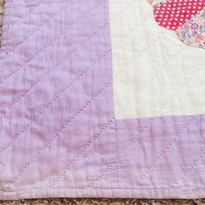 AMAZING ANTIQUE PURPLE HAND STITCHED QUILT 