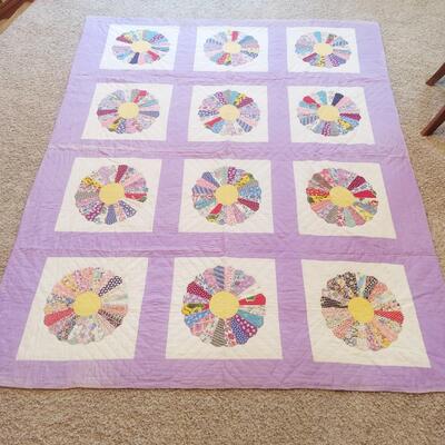 AMAZING ANTIQUE PURPLE HAND STITCHED QUILT 