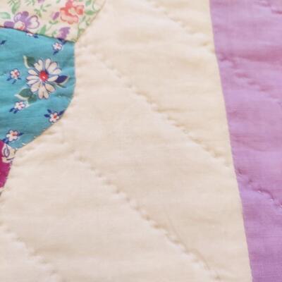 AMAZING ANTIQUE PURPLE HAND STITCHED QUILT 