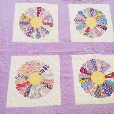 AMAZING ANTIQUE PURPLE HAND STITCHED QUILT 