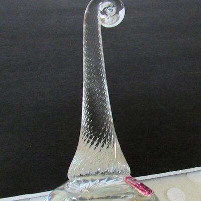 Vintage Romanian Cut Crystal Glass Bell Bird in Branch, Padurea Neagra