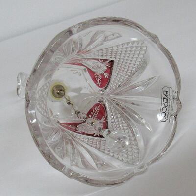 Vintage Enesco Pressed Glass Lead Crystal Bell, Made in West Germany, Hearts and Roses