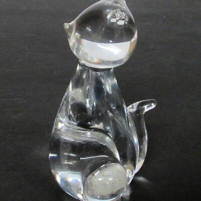 Clear Crystal Cat Figurine, Small