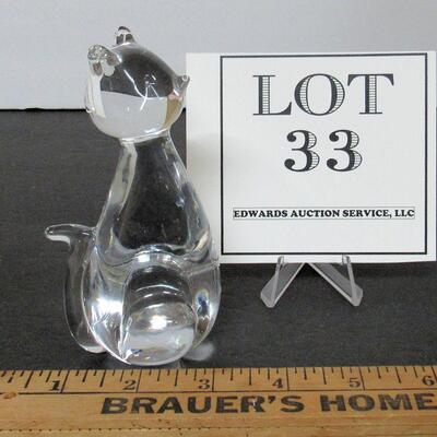 Clear Crystal Cat Figurine, Small