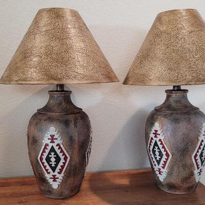 Lot 334: Pair of Southwestern Table Lamps BOTH WORK