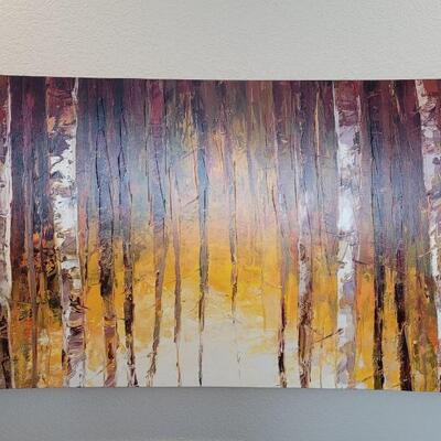 Lot 335: Large 48" x 24" Forest Landscape Curved Canvas Print 