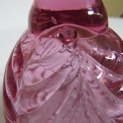Rose Colored Glass Bell, Fenton, Drapery, Unmarked, Missing Label