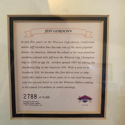 1997 NASCAR #24 Jeff Gordon DuPont Racing Framed Litho Tim Cortes #2788/12500