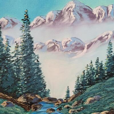 Lot 347: Fine Art Original Framed Mountain Scene UNSIGNED