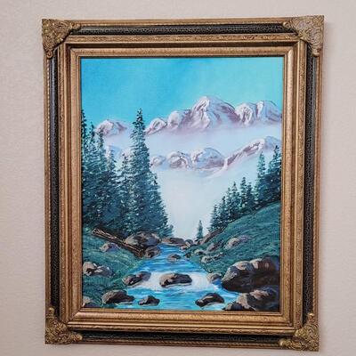 Lot 347: Fine Art Original Framed Mountain Scene UNSIGNED