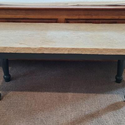 Lot 350: Heavy Stone-Top Resting Bench 