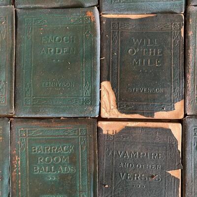 Antique Green Little Leather Library Books Lot of 36 Wilde Kipling Tennyson Shakespeare