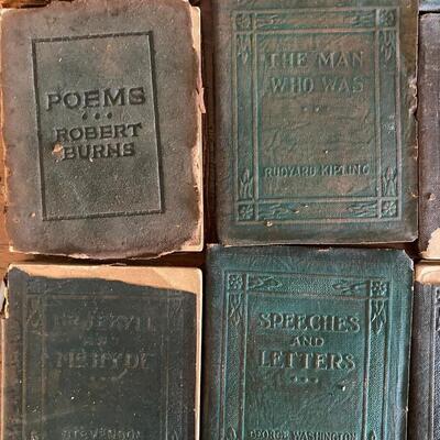Antique Green Little Leather Library Books Lot of 36 Wilde Kipling Tennyson Shakespeare