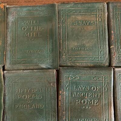 Antique Green Little Leather Library Books Lot of 36 Wilde Kipling Tennyson Shakespeare