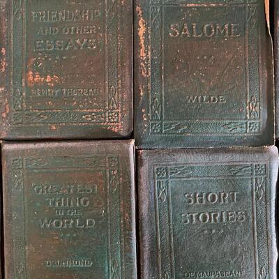 Antique Green Little Leather Library Books Lot of 36 Wilde Kipling Tennyson Shakespeare