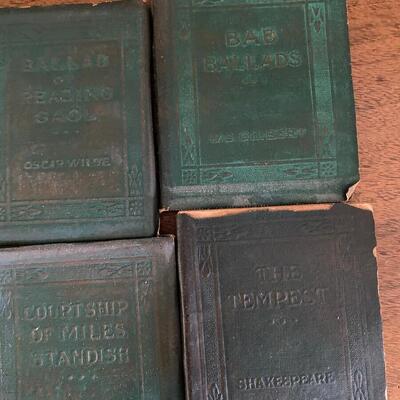 Antique Green Little Leather Library Books Lot of 36 Wilde Kipling Tennyson Shakespeare