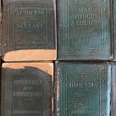 Antique Green Little Leather Library Books Lot of 36 Wilde Kipling Tennyson Shakespeare