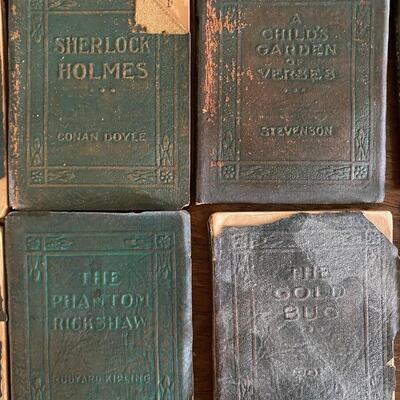Antique Green Little Leather Library Books Lot of 36 Wilde Kipling Tennyson Shakespeare